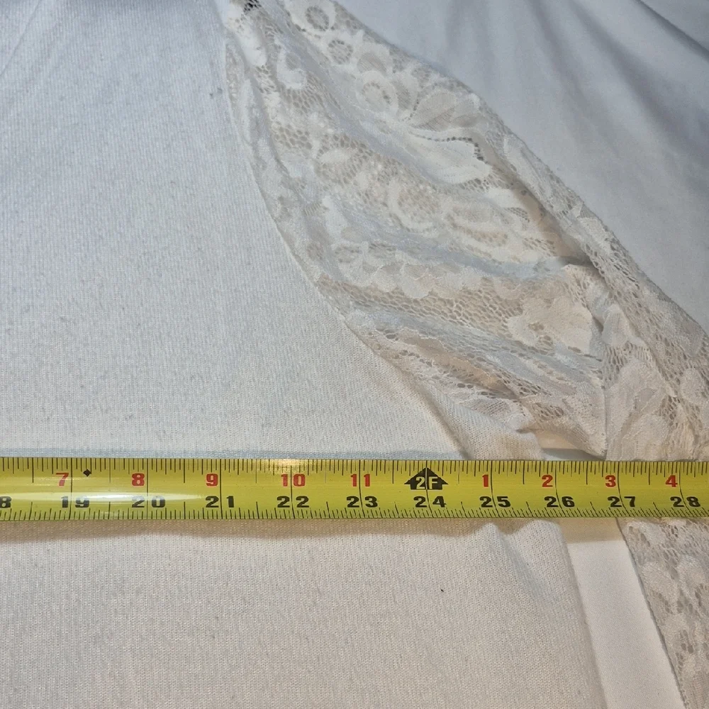 Womens Plus 3X White Lace Sleeve Women's Blouse - Picture 7 of 12